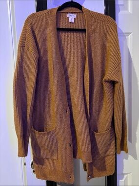 Jessica Simpson Chunky Knit Open Cardigan in Mustard
